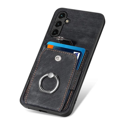D2 For Samsung Galaxy A35 5G Case Vintage PU Leather+TPU Phone Cover with Ring Kickstand
