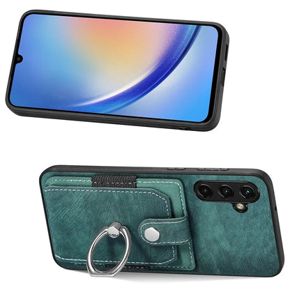 D2 For Samsung Galaxy A35 5G Case Vintage PU Leather+TPU Phone Cover with Ring Kickstand
