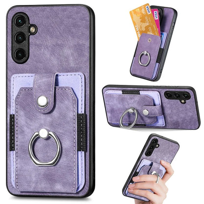 D2 For Samsung Galaxy A35 5G Case Vintage PU Leather+TPU Phone Cover with Ring Kickstand