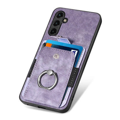 D2 For Samsung Galaxy A35 5G Case Vintage PU Leather+TPU Phone Cover with Ring Kickstand