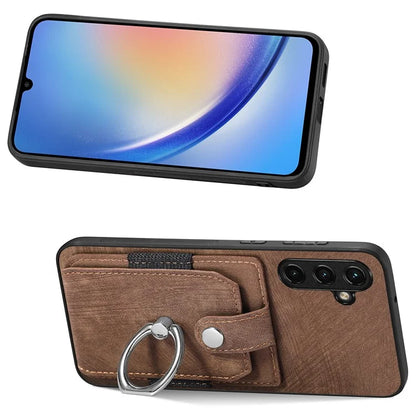 D2 For Samsung Galaxy A35 5G Case Vintage PU Leather+TPU Phone Cover with Ring Kickstand