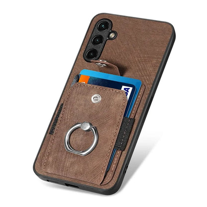 D2 For Samsung Galaxy A35 5G Case Vintage PU Leather+TPU Phone Cover with Ring Kickstand