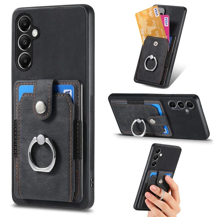 D2 For Samsung Galaxy A55 5G Phone Protective Case Ring Card Holder Kickstand Protection Cover