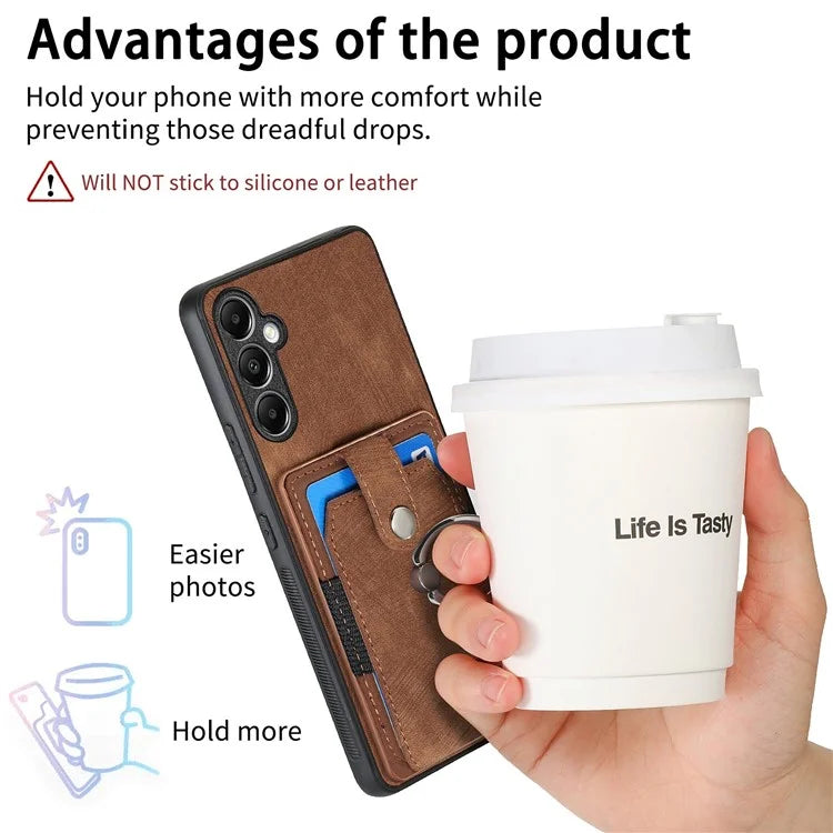 D2 For Samsung Galaxy A55 5G Phone Protective Case Ring Card Holder Kickstand Protection Cover