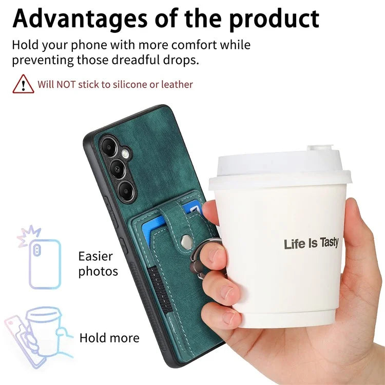 D2 For Samsung Galaxy A55 5G Phone Protective Case Ring Card Holder Kickstand Protection Cover