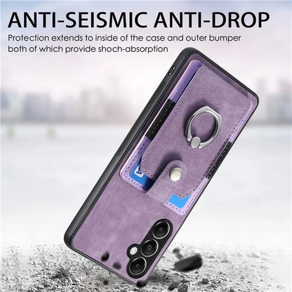 D2 For Samsung Galaxy A55 5G Phone Protective Case Ring Card Holder Kickstand Protection Cover