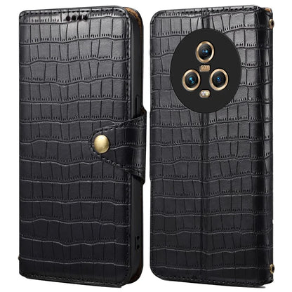 For Honor Magic5 Wallet Case Crocodile Texture Protective Leather Phone Cover