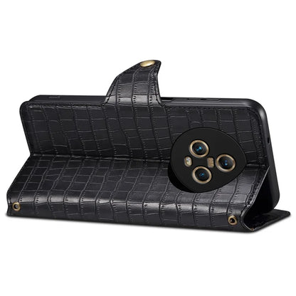 For Honor Magic5 Wallet Case Crocodile Texture Protective Leather Phone Cover
