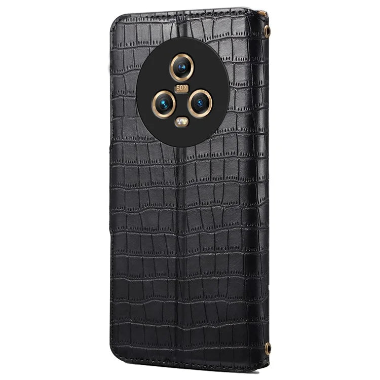 For Honor Magic5 Wallet Case Crocodile Texture Protective Leather Phone Cover