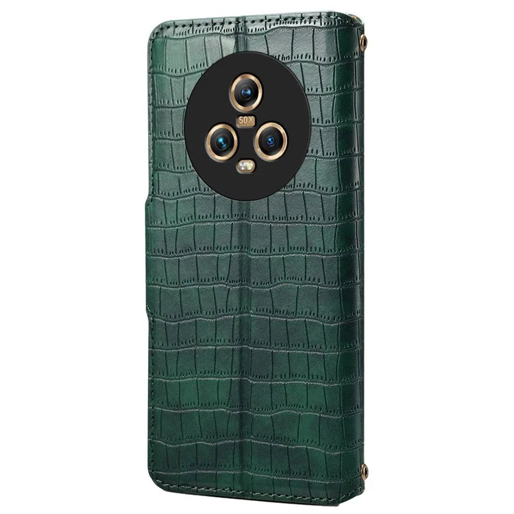 For Honor Magic5 Wallet Case Crocodile Texture Protective Leather Phone Cover