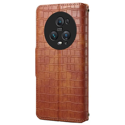 For Honor Magic5 Pro Leather Case Crocodile Texture Stand Cell Phone Cover