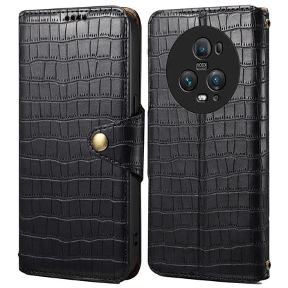 For Honor Magic5 Pro Leather Case Crocodile Texture Stand Cell Phone Cover