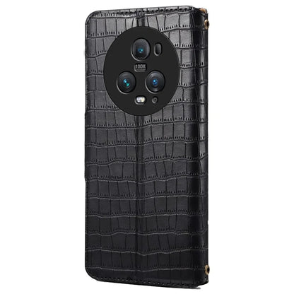 For Honor Magic5 Pro Leather Case Crocodile Texture Stand Cell Phone Cover