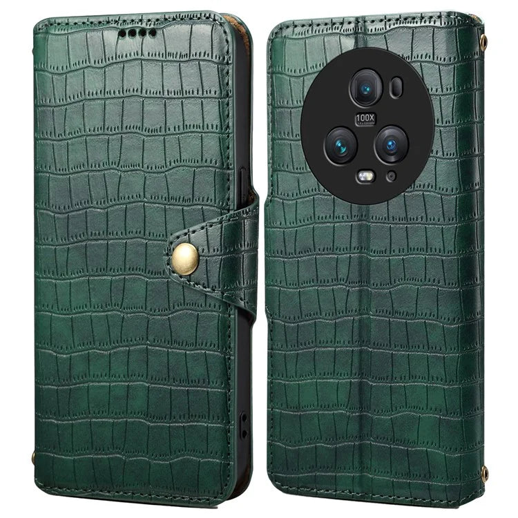 For Honor Magic5 Pro Leather Case Crocodile Texture Stand Cell Phone Cover