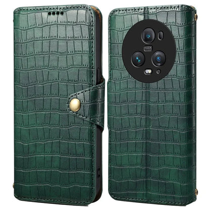 For Honor Magic5 Pro Leather Case Crocodile Texture Stand Cell Phone Cover