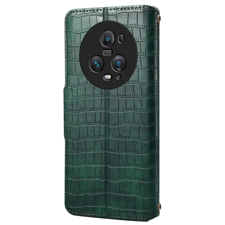 For Honor Magic5 Pro Leather Case Crocodile Texture Stand Cell Phone Cover