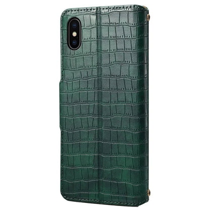 For iPhone X / XS Wallet Phone Cover Anti-Scratch PU Leather Case Stand Crocodile Texture Shell