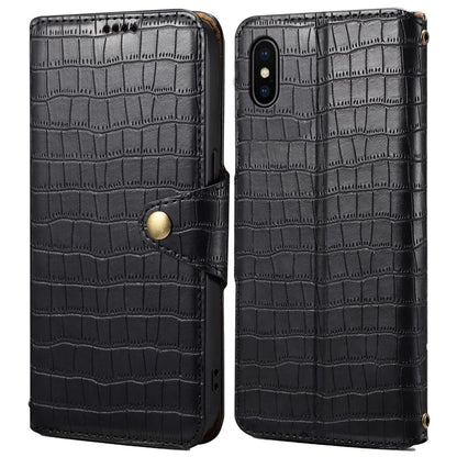 For iPhone X / XS Wallet Phone Cover Anti-Scratch PU Leather Case Stand Crocodile Texture Shell