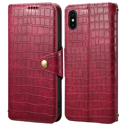 For iPhone X / XS Wallet Phone Cover Anti-Scratch PU Leather Case Stand Crocodile Texture Shell