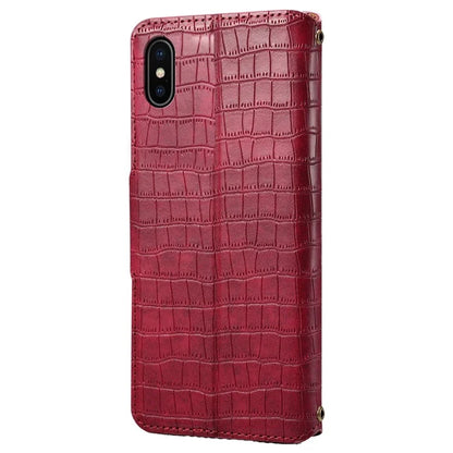 For iPhone X / XS Wallet Phone Cover Anti-Scratch PU Leather Case Stand Crocodile Texture Shell