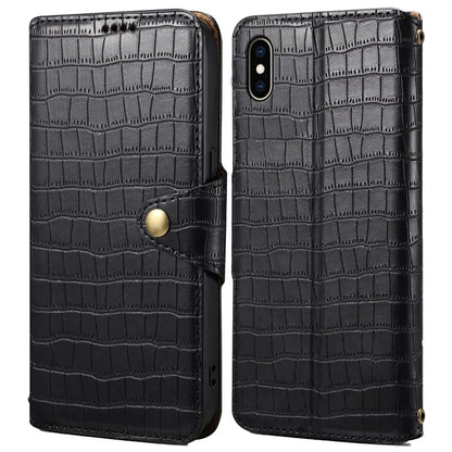 For iPhone XS Max Leather Case Crocodile Texture Phone Cover with Wallet Stand
