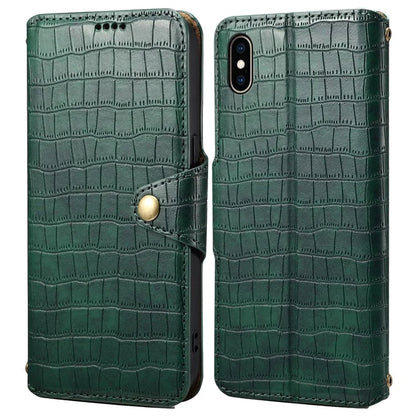 For iPhone XS Max Leather Case Crocodile Texture Phone Cover with Wallet Stand