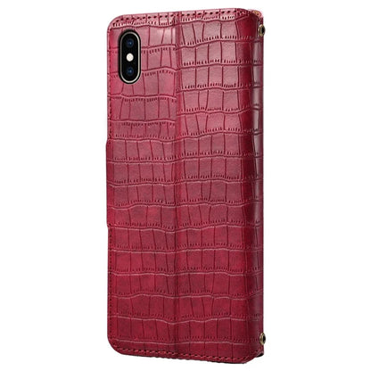For iPhone XS Max Leather Case Crocodile Texture Phone Cover with Wallet Stand
