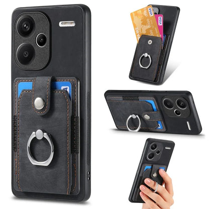 D2 For Xiaomi Redmi Note 13 Pro+ 5G Ring Phone Protective Cover Phone Card Holder Kickstand