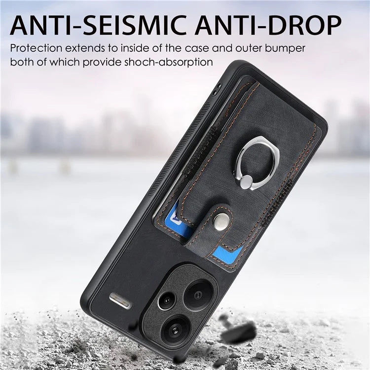 D2 For Xiaomi Redmi Note 13 Pro+ 5G Ring Phone Protective Cover Phone Card Holder Kickstand
