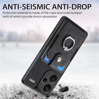 D2 For Xiaomi Redmi Note 13 Pro+ 5G Ring Phone Protective Cover Phone Card Holder Kickstand