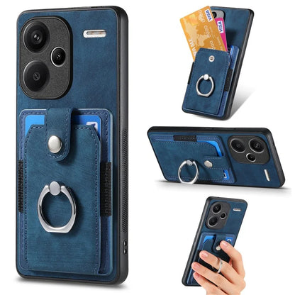 D2 For Xiaomi Redmi Note 13 Pro+ 5G Ring Phone Protective Cover Phone Card Holder Kickstand