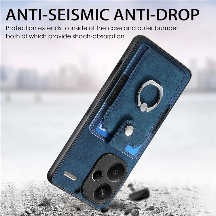 D2 For Xiaomi Redmi Note 13 Pro+ 5G Ring Phone Protective Cover Phone Card Holder Kickstand