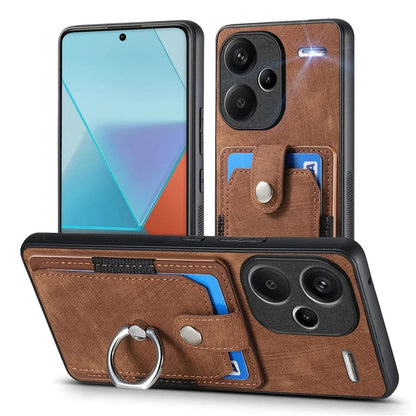 D2 For Xiaomi Redmi Note 13 Pro+ 5G Ring Phone Protective Cover Phone Card Holder Kickstand