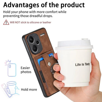 D2 For Xiaomi Redmi Note 13 Pro+ 5G Ring Phone Protective Cover Phone Card Holder Kickstand