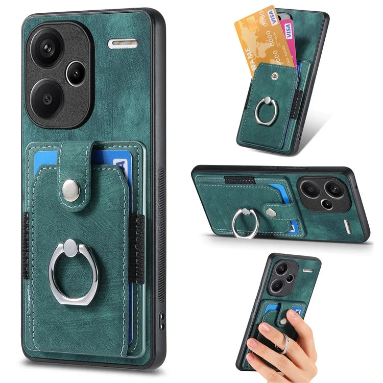 D2 For Xiaomi Redmi Note 13 Pro+ 5G Ring Phone Protective Cover Phone Card Holder Kickstand