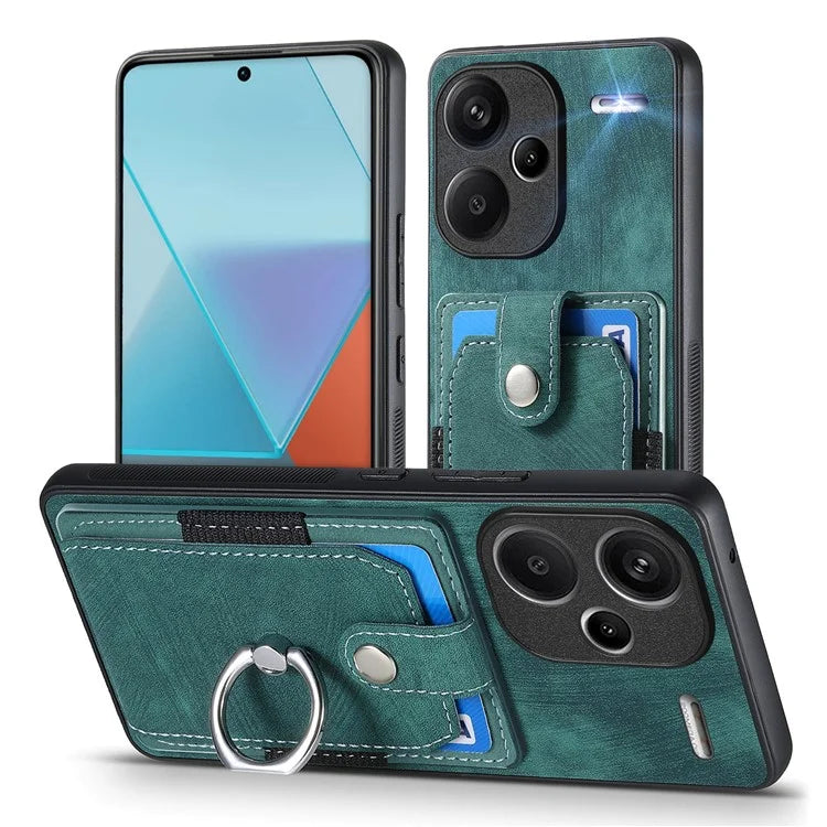 D2 For Xiaomi Redmi Note 13 Pro+ 5G Ring Phone Protective Cover Phone Card Holder Kickstand