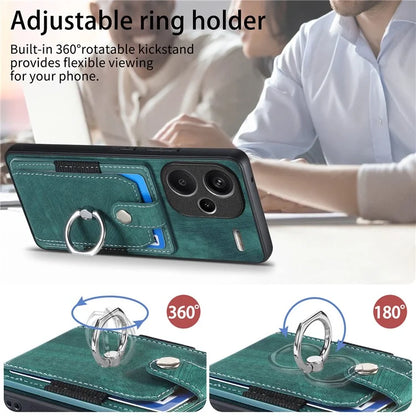 D2 For Xiaomi Redmi Note 13 Pro+ 5G Ring Phone Protective Cover Phone Card Holder Kickstand