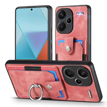 D2 For Xiaomi Redmi Note 13 Pro+ 5G Ring Phone Protective Cover Phone Card Holder Kickstand