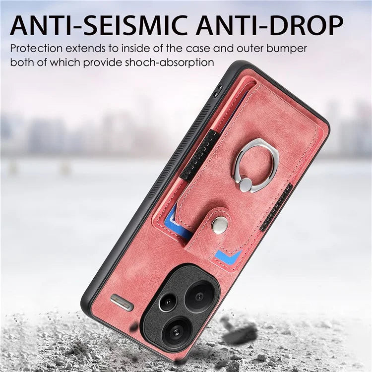 D2 For Xiaomi Redmi Note 13 Pro+ 5G Ring Phone Protective Cover Phone Card Holder Kickstand