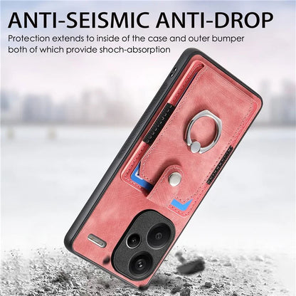 D2 For Xiaomi Redmi Note 13 Pro+ 5G Ring Phone Protective Cover Phone Card Holder Kickstand
