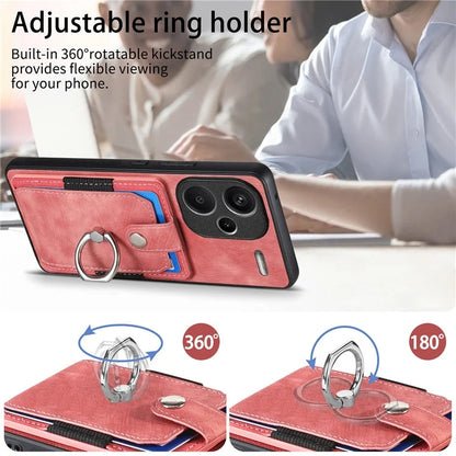 D2 For Xiaomi Redmi Note 13 Pro+ 5G Ring Phone Protective Cover Phone Card Holder Kickstand