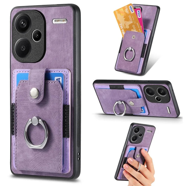 D2 For Xiaomi Redmi Note 13 Pro+ 5G Ring Phone Protective Cover Phone Card Holder Kickstand