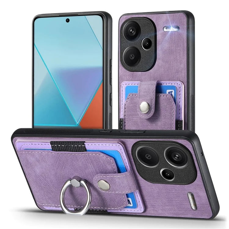 D2 For Xiaomi Redmi Note 13 Pro+ 5G Ring Phone Protective Cover Phone Card Holder Kickstand