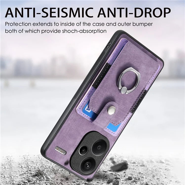 D2 For Xiaomi Redmi Note 13 Pro+ 5G Ring Phone Protective Cover Phone Card Holder Kickstand