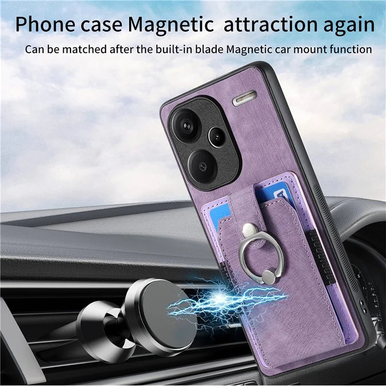 D2 For Xiaomi Redmi Note 13 Pro+ 5G Ring Phone Protective Cover Phone Card Holder Kickstand