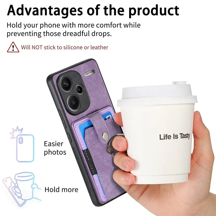 D2 For Xiaomi Redmi Note 13 Pro+ 5G Ring Phone Protective Cover Phone Card Holder Kickstand
