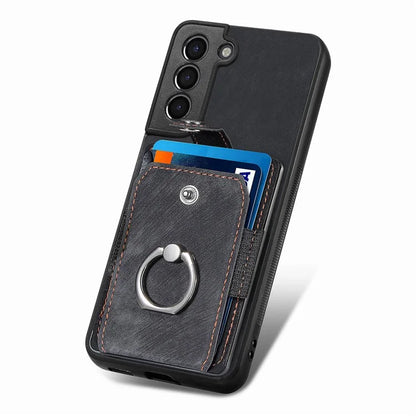 D2 For Samsung Galaxy S22+ 5G Kickstand Case TPU+PU Leather Phone Cover with Card Slot