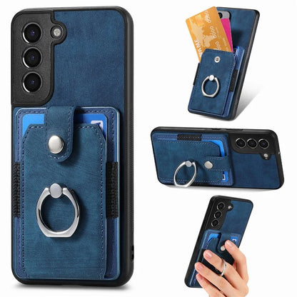 D2 For Samsung Galaxy S22+ 5G Kickstand Case TPU+PU Leather Phone Cover with Card Slot