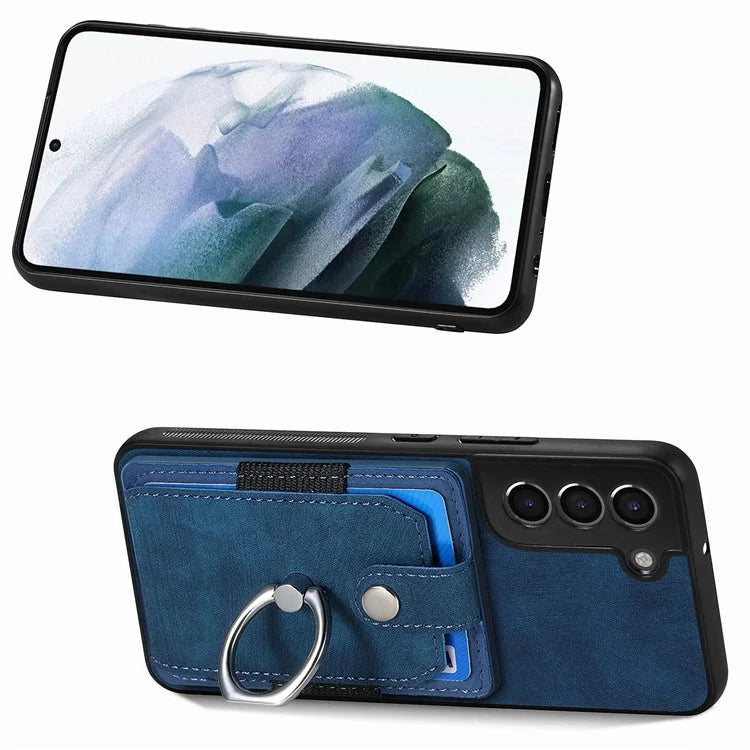 D2 For Samsung Galaxy S22+ 5G Kickstand Case TPU+PU Leather Phone Cover with Card Slot