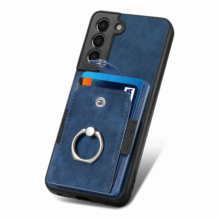 D2 For Samsung Galaxy S22+ 5G Kickstand Case TPU+PU Leather Phone Cover with Card Slot